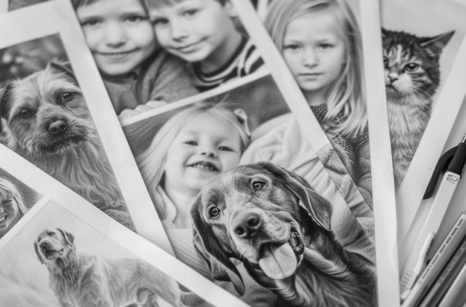 Een pentekening van diverse soorten portretfotografie - ai